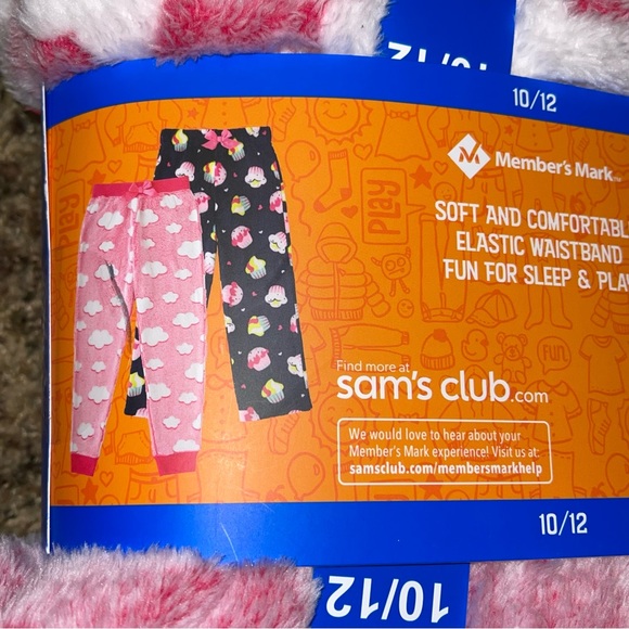2 pack Members Mark Girls Favorite Plush Sleep Pant size 10/12 Cupcake Cloud - Picture 3 of 4